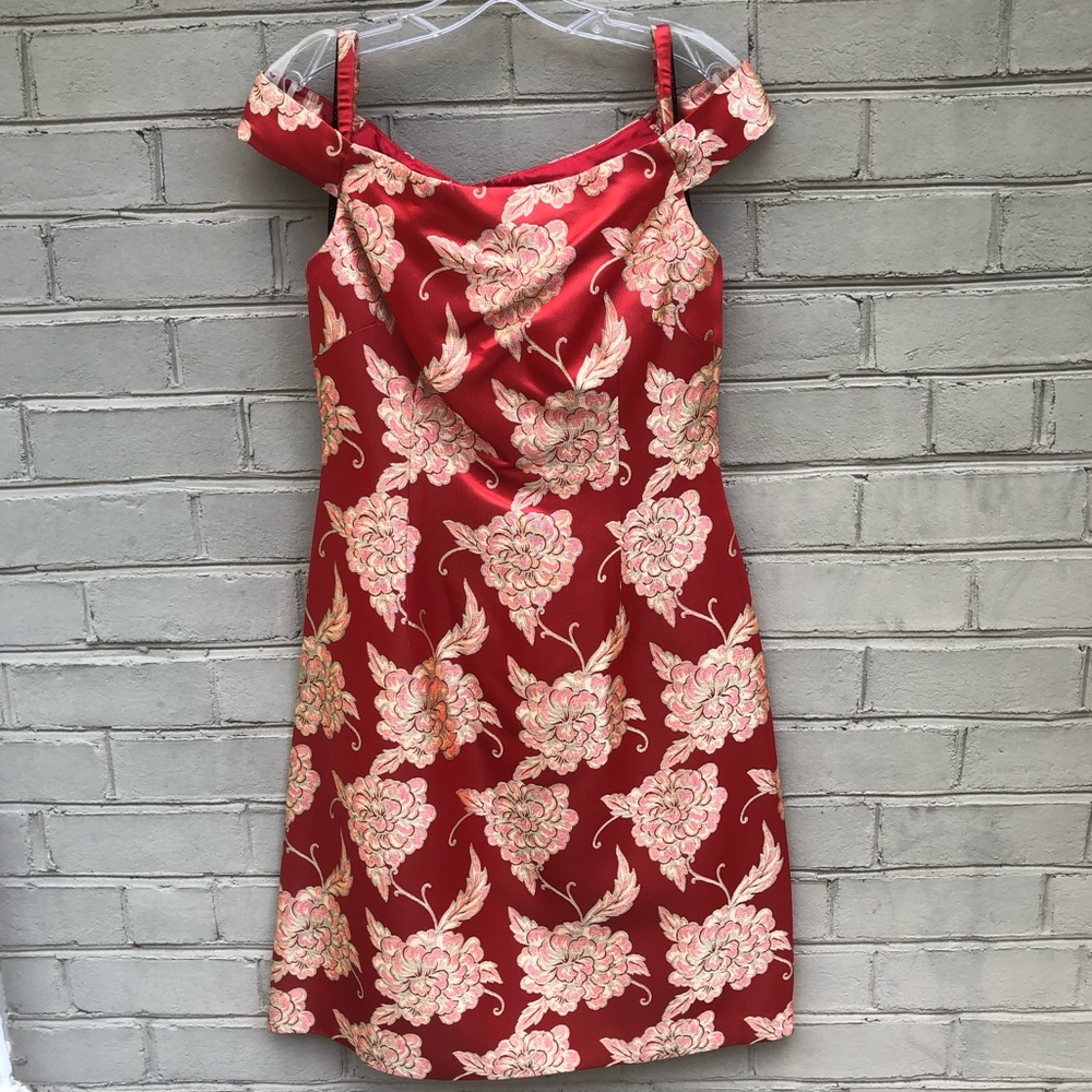 Vintage David Meister Asian Inspired Brocade Dress
